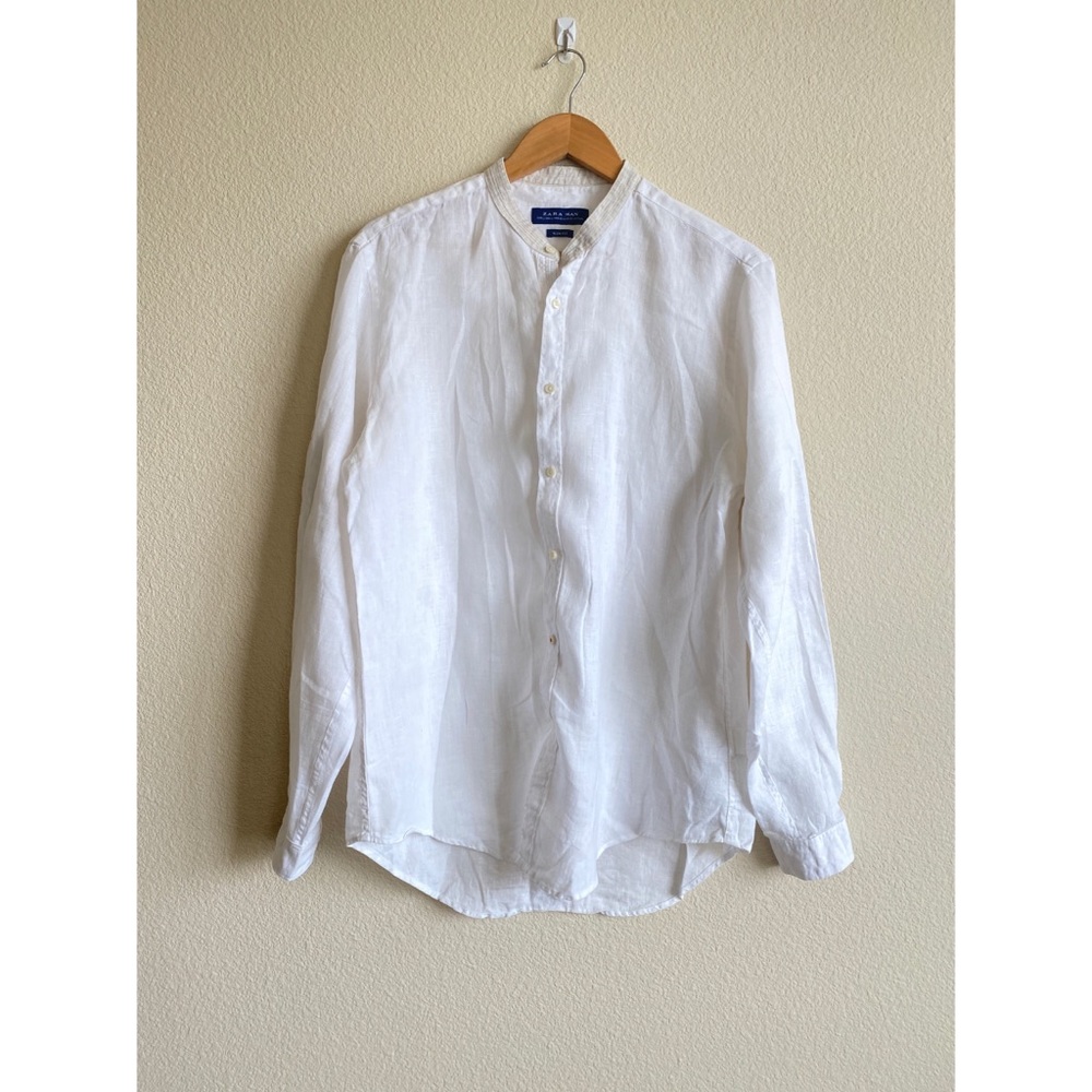 Zara Men’s band collard white shirt size L SlimFit